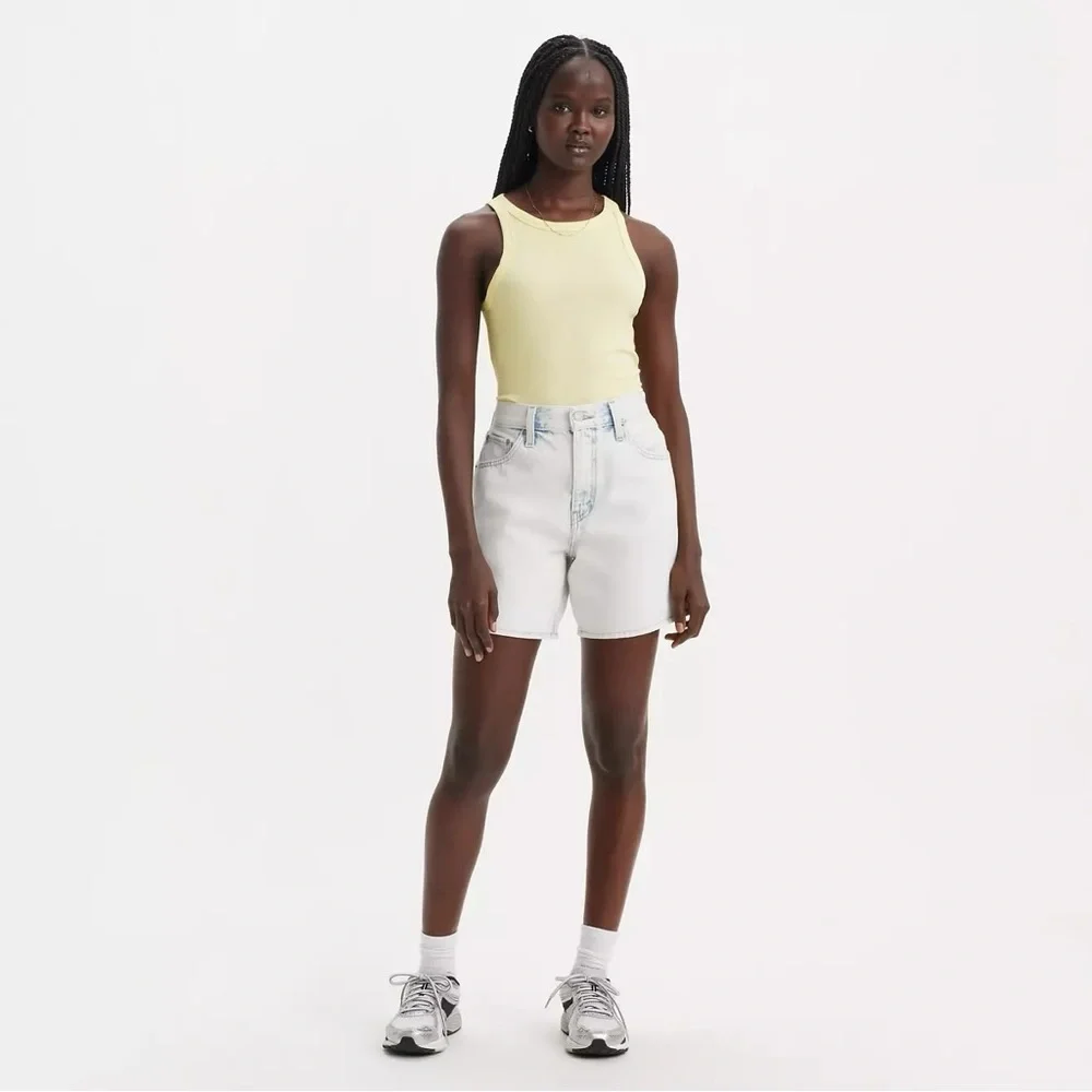 Levi’s Focus on the Present High Rise Baggy Bleached Light Washed Denim Shorts